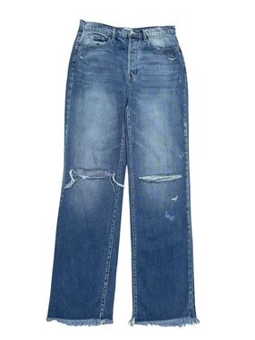 Cello Super High Rise Dad Jean Light Blue Denim Jeans with Contrast Stitching